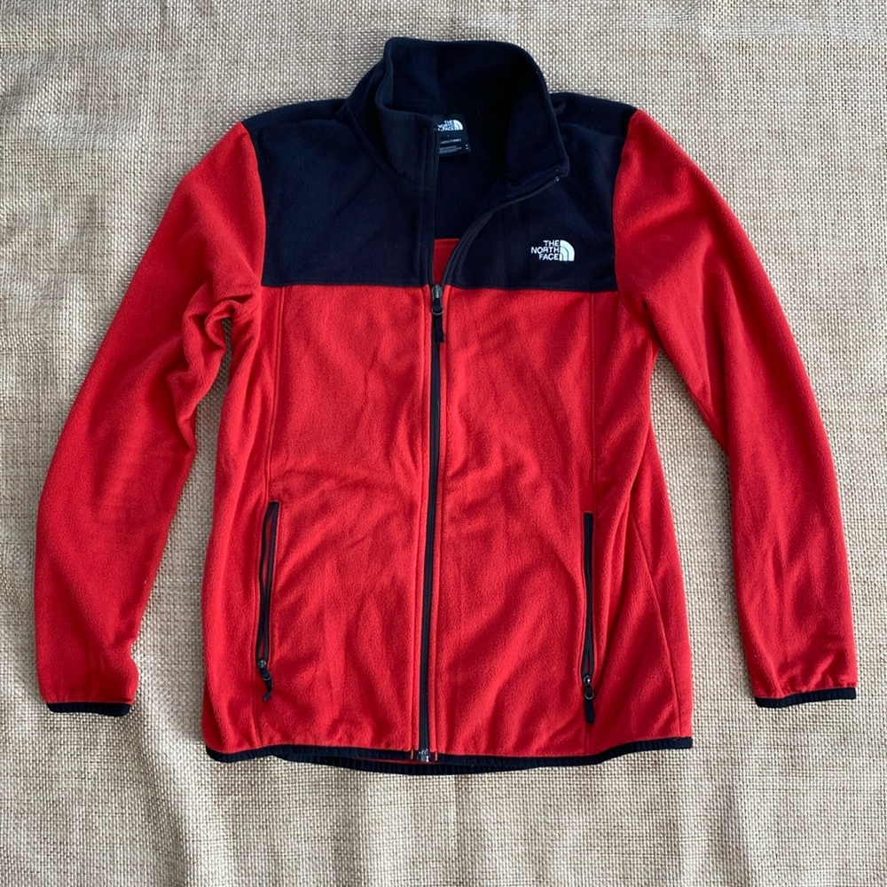 North Face black and red zip up fleece size Medium